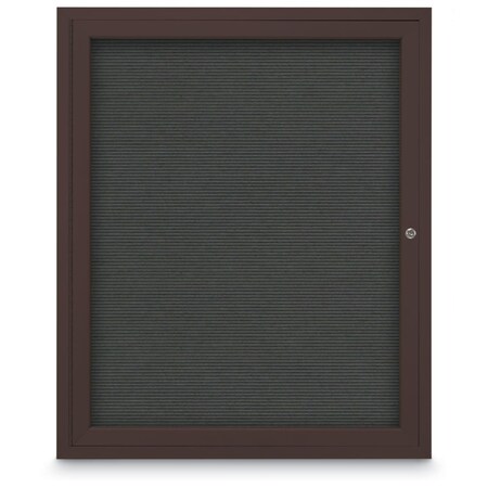 United Visual Products 60"x36" 2-Door Enclosed Outdoor Letterboard, Hdr, Grey Felt/Bronze UV1177HD-BRONZE-GREY